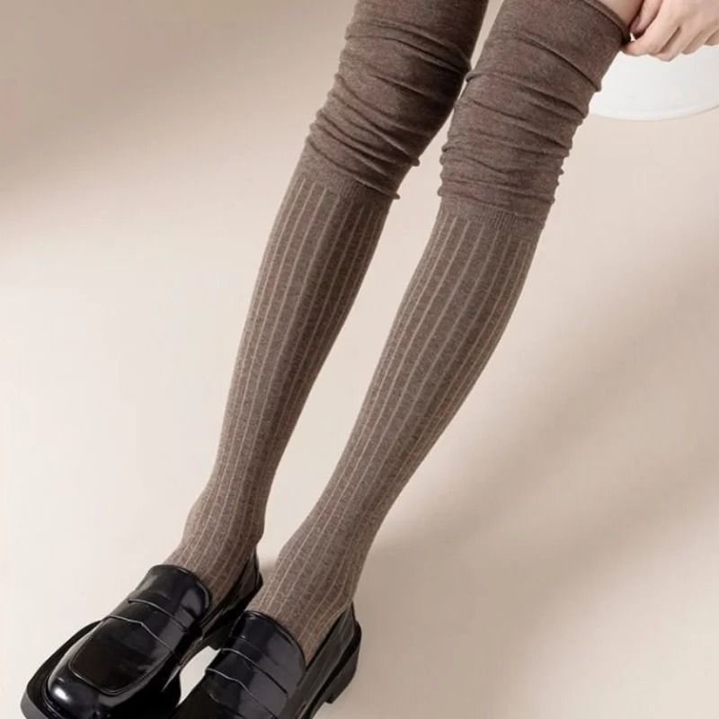 Knee High Socks Thin Long Stacked Socks Womens High Elastic Stockings