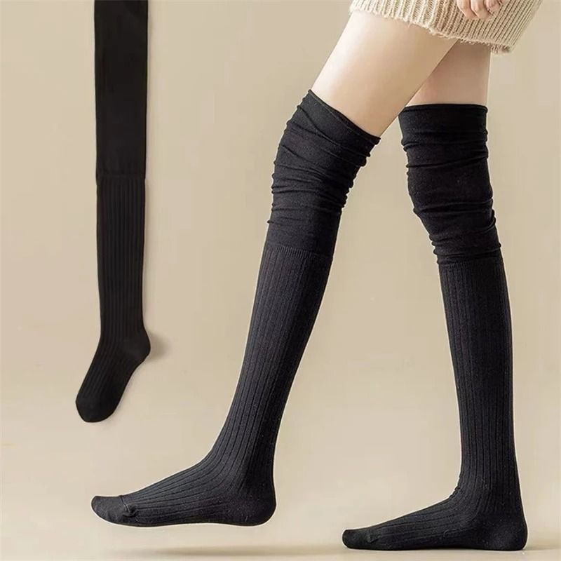 Knee High Socks Thin Long Stacked Socks Womens High Elastic Stockings
