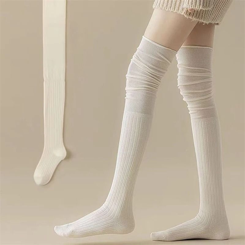 Knee High Socks Thin Long Stacked Socks Womens High Elastic Stockings