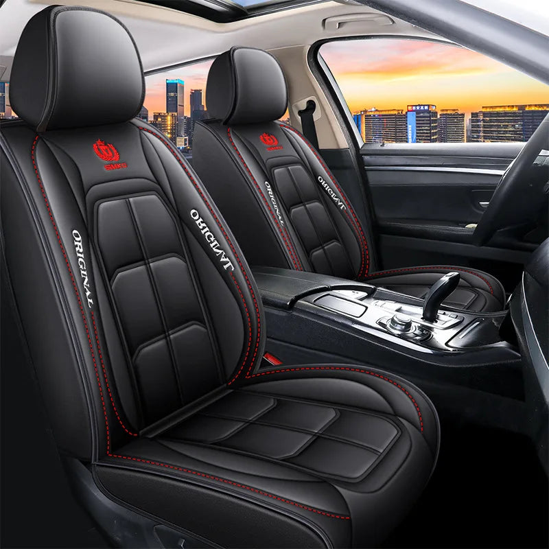 Luxury Full Leather Car Seat Cushion Pad for Driver & Passenger All Season Universal Seat Cover