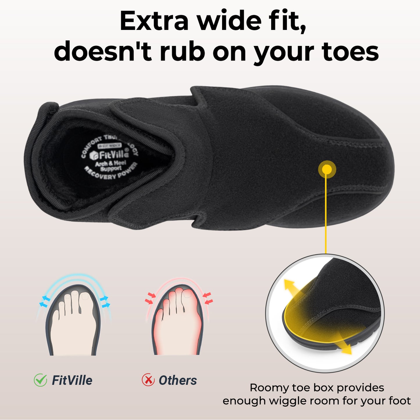 Diabetic Boots Winter Boots For Women Wide Version Adjustable Straps With Fur Lining Thickened Warm For Swollen Feet