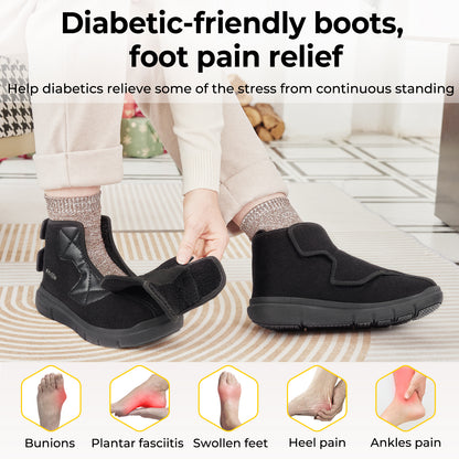 Diabetic Boots Winter Boots For Women Wide Version Adjustable Straps With Fur Lining Thickened Warm For Swollen Feet