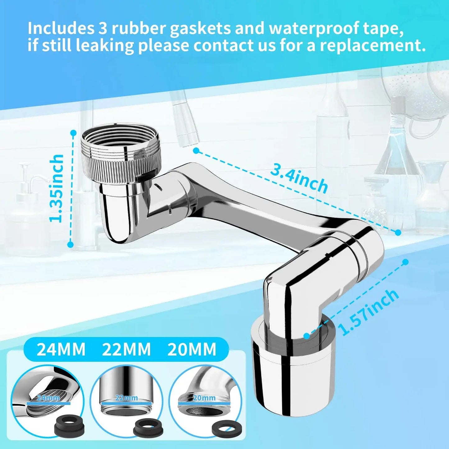 Universal Swivel Faucet Extender – 1080° Dual-Mode Rotating Sprayer for Kitchen & Bathroom