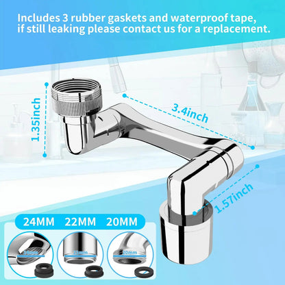 Universal Swivel Faucet Extender – 1080° Dual-Mode Rotating Sprayer for Kitchen & Bathroom