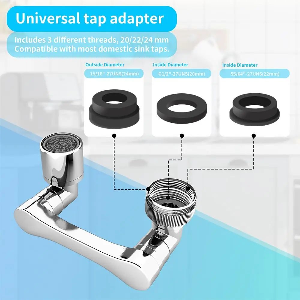 Universal Swivel Faucet Extender – 1080° Dual-Mode Rotating Sprayer for Kitchen & Bathroom