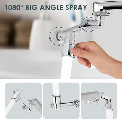 Universal Swivel Faucet Extender – 1080° Dual-Mode Rotating Sprayer for Kitchen & Bathroom