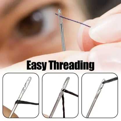 Side Hole Blind Sewing Needles, Stainless Steel Elderly Needles, DIY Home Self Threading Needle for Hand Stitching Pin