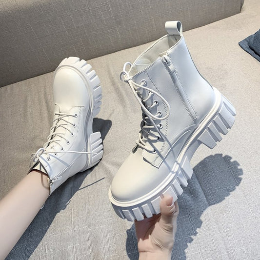Fashion Comfort Soft Soled Boots New Women Leather Face Boots Casual Non-slip Outdoor Walking Shoes