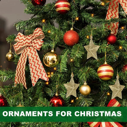 Gold Glitter Star Ornaments, Christmas Tree Pendant, Festive Party Decorations