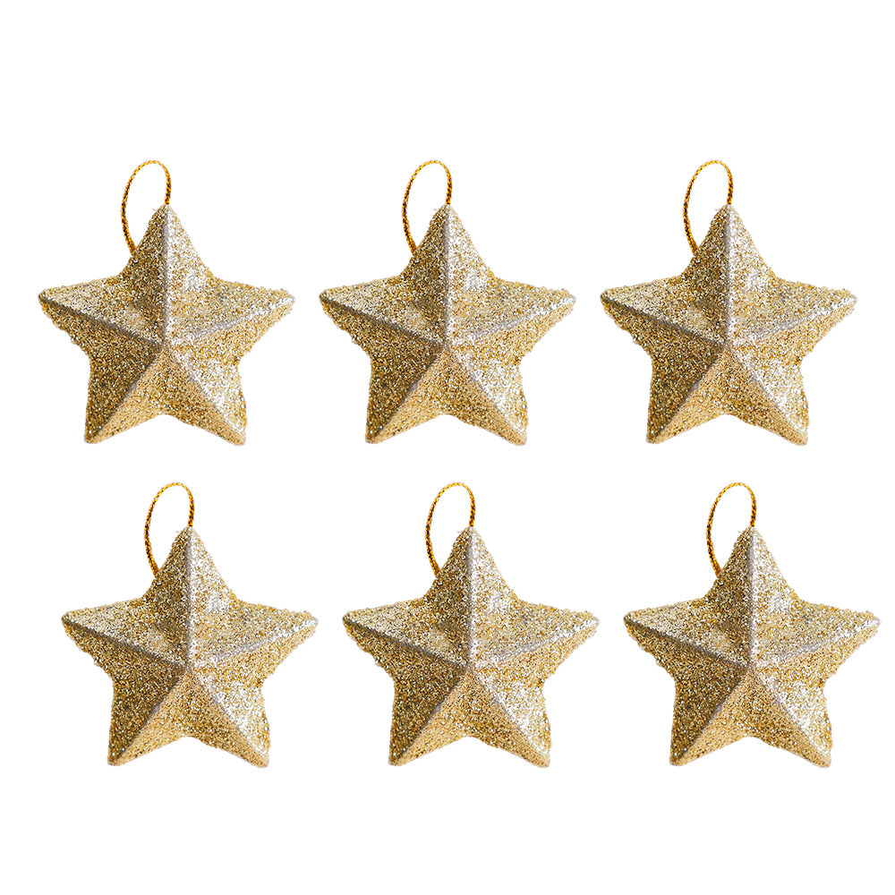 Gold Glitter Star Ornaments, Christmas Tree Pendant, Festive Party Decorations