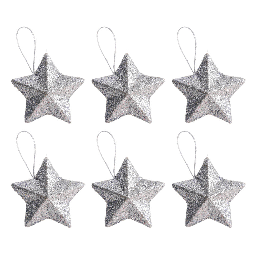 Gold Glitter Star Ornaments, Christmas Tree Pendant, Festive Party Decorations