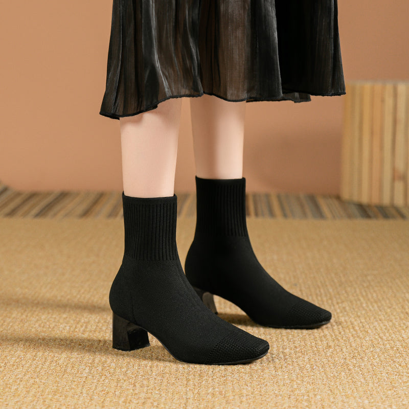 New Premium Fashion Women's Boots Comfortable Knitted Pointed Casual Shoes