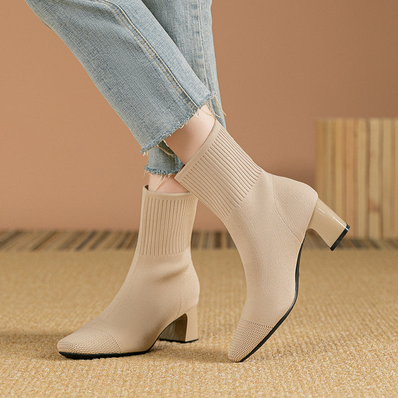 New Premium Fashion Women's Boots Comfortable Knitted Pointed Casual Shoes