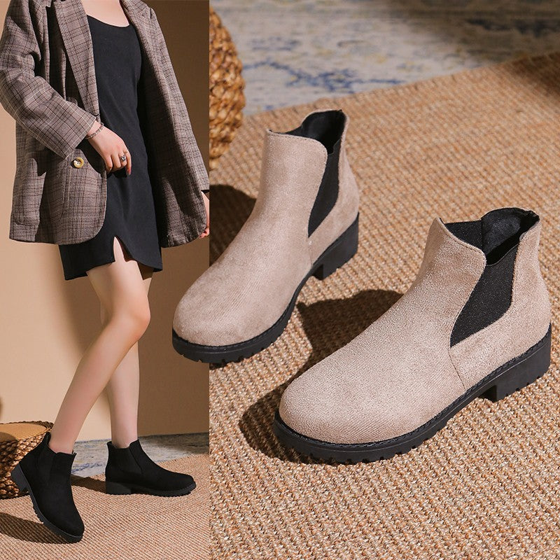 Chunky Heel Women Boots British Style Platform Casual Chelsea Boots Thick Sole for Winter and Autumn