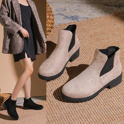 Chunky Heel Women Boots British Style Platform Casual Chelsea Boots Thick Sole for Winter and Autumn