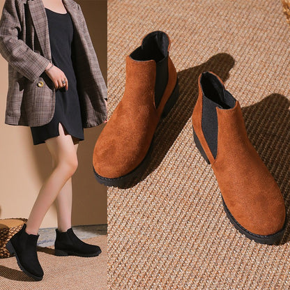 Chunky Heel Women Boots British Style Platform Casual Chelsea Boots Thick Sole for Winter and Autumn