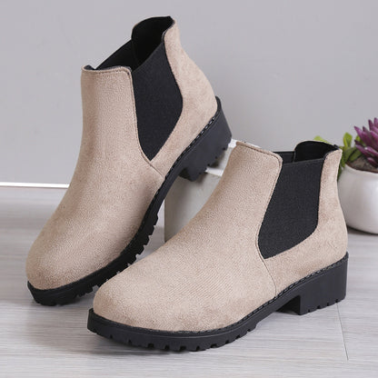 Chunky Heel Women Boots British Style Platform Casual Chelsea Boots Thick Sole for Winter and Autumn