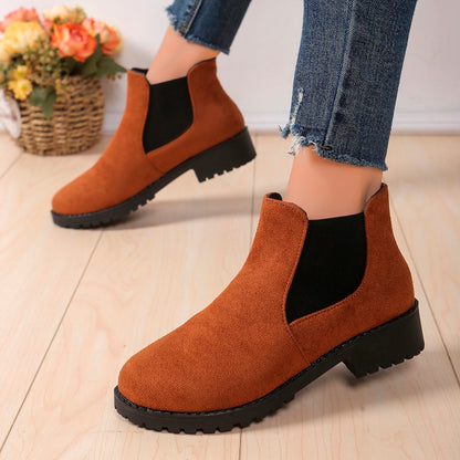 Chunky Heel Women Boots British Style Platform Casual Chelsea Boots Thick Sole for Winter and Autumn