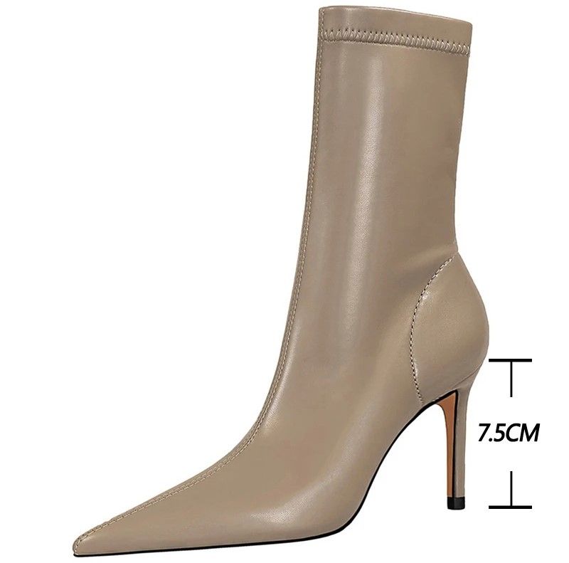 Winter Boots Women Ankle Boots High Heels Leather Boots Ladies Booties Short Boots