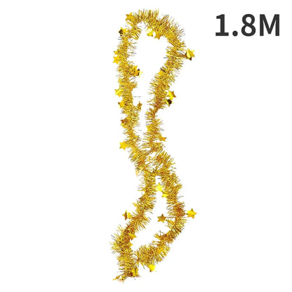 Christmas PVC Tinsel Ribbon Garlands, Colorful Star Ornaments for Tree and Home Decor