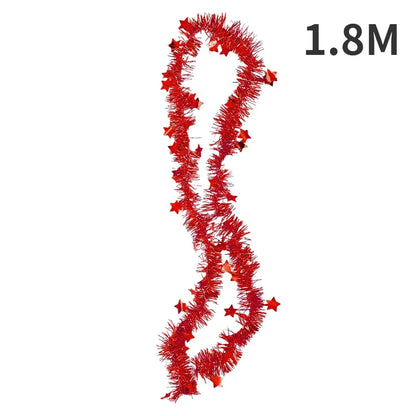 Christmas PVC Tinsel Ribbon Garlands, Colorful Star Ornaments for Tree and Home Decor