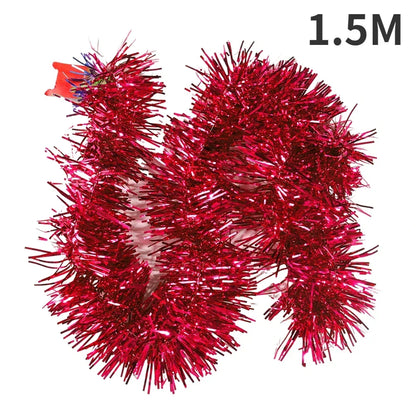 Christmas PVC Tinsel Ribbon Garlands, Colorful Star Ornaments for Tree and Home Decor