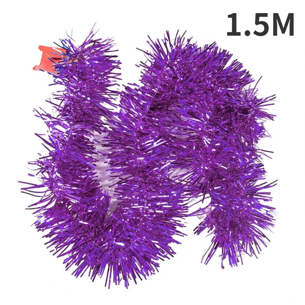 Christmas PVC Tinsel Ribbon Garlands, Colorful Star Ornaments for Tree and Home Decor