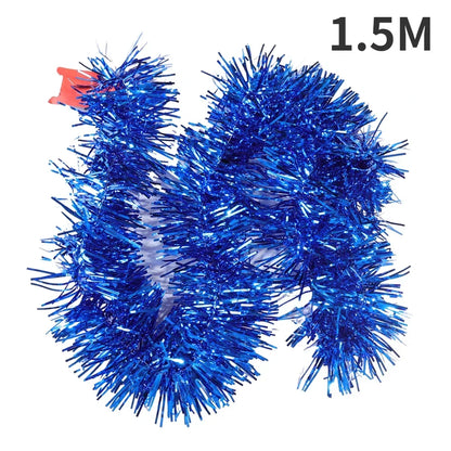 Christmas PVC Tinsel Ribbon Garlands, Colorful Star Ornaments for Tree and Home Decor