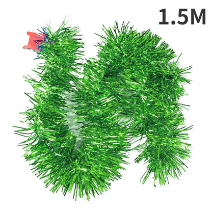 Christmas PVC Tinsel Ribbon Garlands, Colorful Star Ornaments for Tree and Home Decor