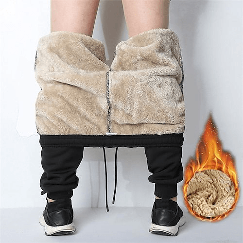 Men Thermal Fleece Sweatpants Winter Casual Warm Lambswool Trousers Windproof Cotton Plush Thick Sweatwear Pants