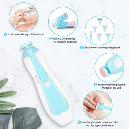 Electric Baby Nail Trimmer Kit Safe Baby Nail File & Clipper Set for Newborns