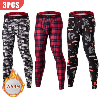 Mens Printed Warm Pants Autumn Winter Leggings Soft Comfortable Plus Size Underwear