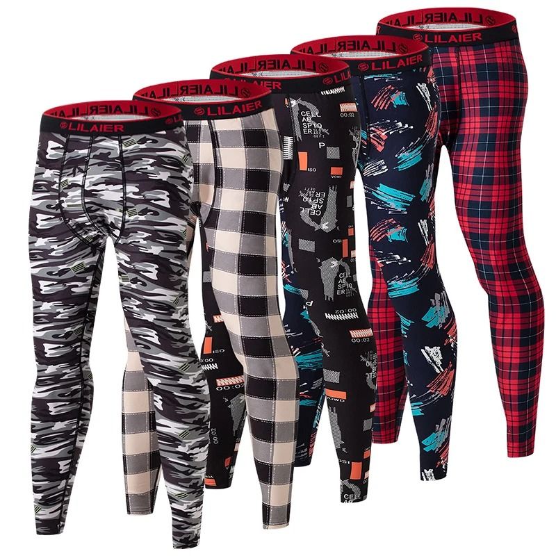 Mens Printed Warm Pants Autumn Winter Leggings Soft Comfortable Plus Size Underwear