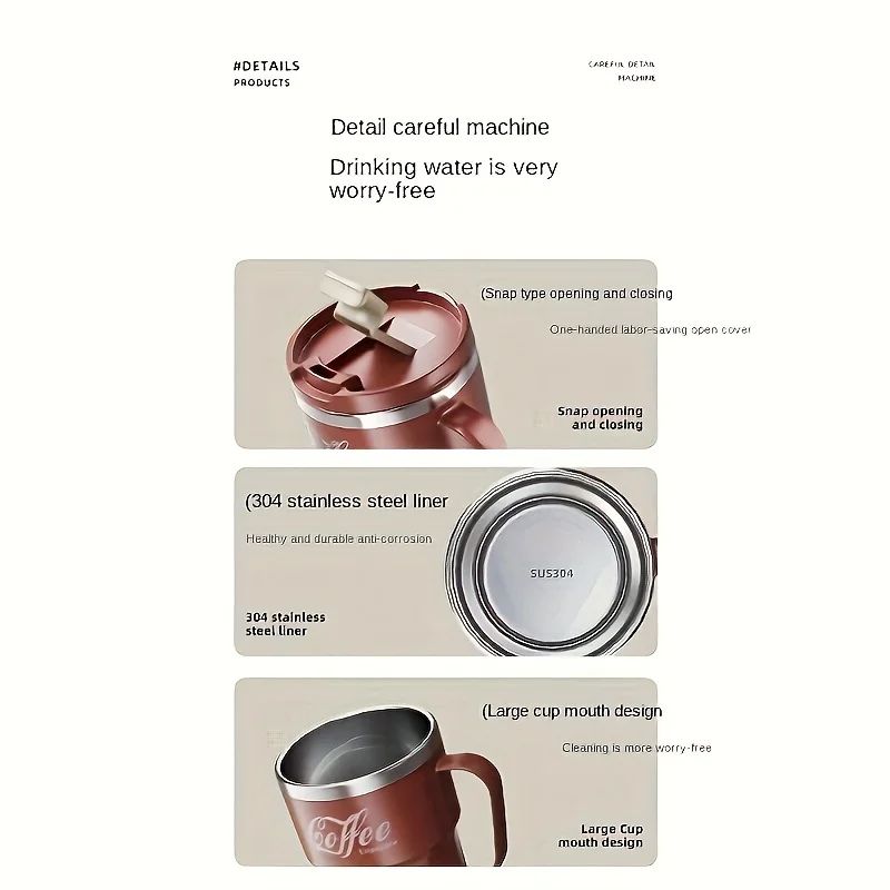 304 Stainless Steel Insulated Cup – Durable Anti-Drop Water Mug with Lid for Home, Office, and Dorm Use