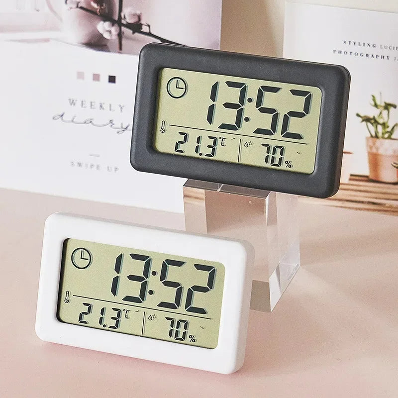 Mini Digital Clock with Temperature and Humidity, Portable Desk Clock, Electronics Thermometer, Hygrometer