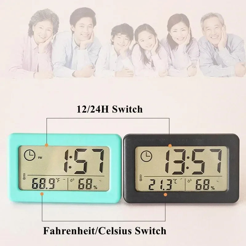 Mini Digital Clock with Temperature and Humidity, Portable Desk Clock, Electronics Thermometer, Hygrometer