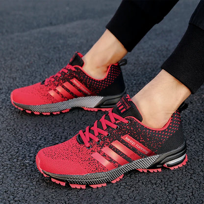 Men and Women Casual Sports Shoes, Breathable Summer Running Shoes, Flying Mesh Flat Vulcanised Shoes for Couples