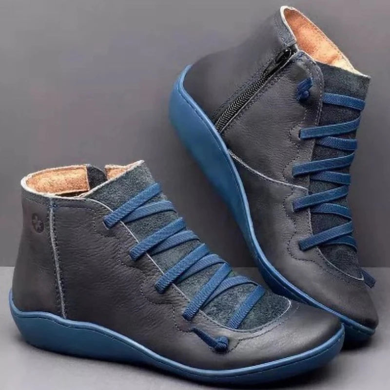 Vintage Snow Boots Women Lace Up Short Mujer Botas Non-slip Shoes