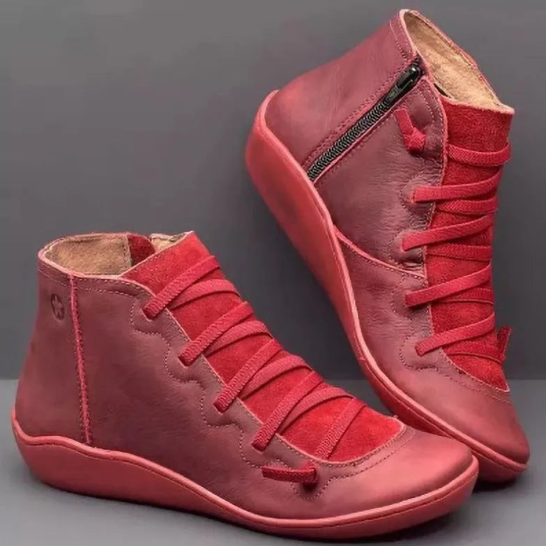 Vintage Snow Boots Women Lace Up Short Mujer Botas Non-slip Shoes