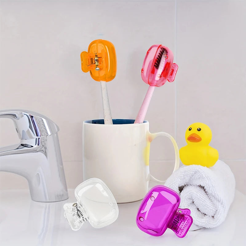 Protective Toothbrush Pod Case, Travel Toothbrush Head Covers, Portable Plastic Clip for Travel