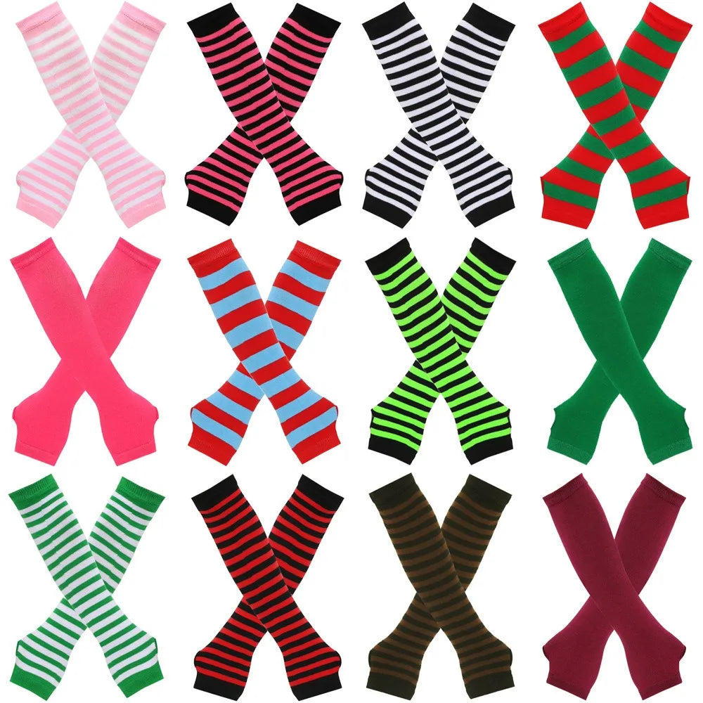 Warmer Knitted Long Finger less Gloves, Fashion Lady Emo Mittens, Christmas Elbow Gloves