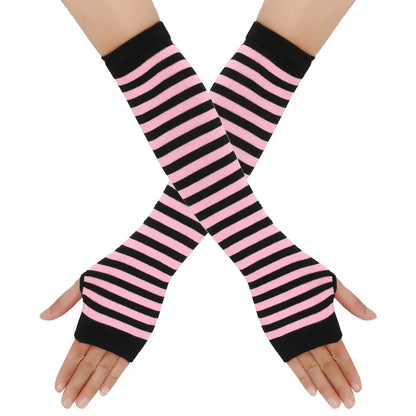 Warmer Knitted Long Finger less Gloves, Fashion Lady Emo Mittens, Christmas Elbow Gloves