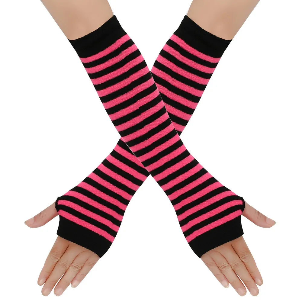 Warmer Knitted Long Finger less Gloves, Fashion Lady Emo Mittens, Christmas Elbow Gloves