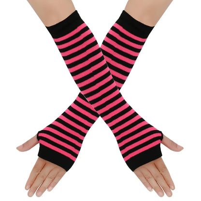 Warmer Knitted Long Finger less Gloves, Fashion Lady Emo Mittens, Christmas Elbow Gloves
