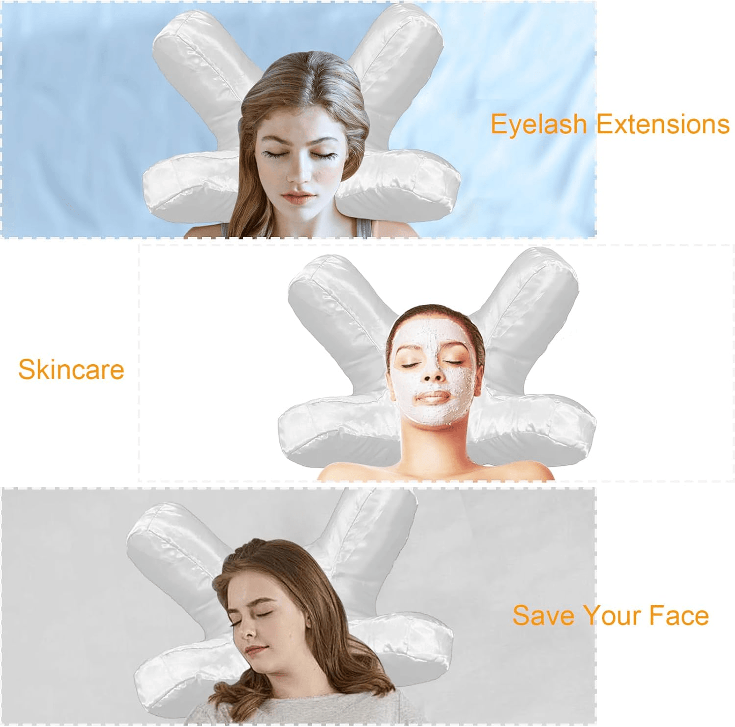 Luxury Memory Foam Face Pillow with Free White Satin Pillowcase for Beauty Sleep, Anti Wrinkles Aging Support