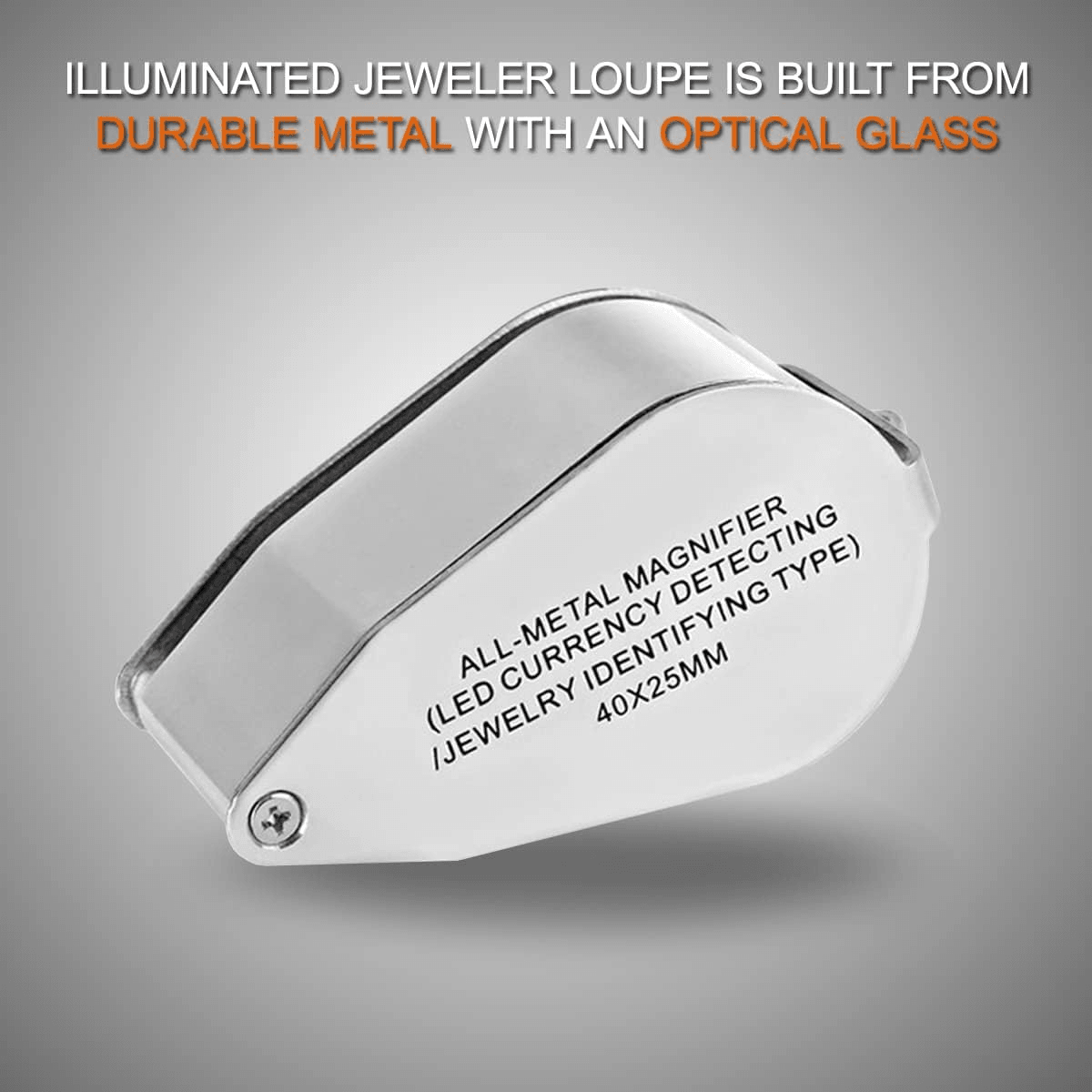 40X Jewelers Loupe Magnifier with LED and UV Light – Metal Folding Magnifying Glass for Coins, Jewelry, and Stamps