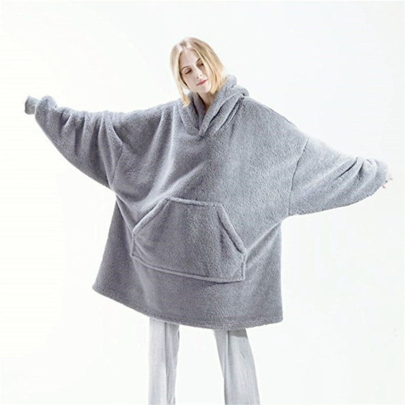 Thick Warm Hooded Outer wear Women Winter Pullover, Soft Double Fleece Jacket, Unisex Long Hoodies for Home Wear