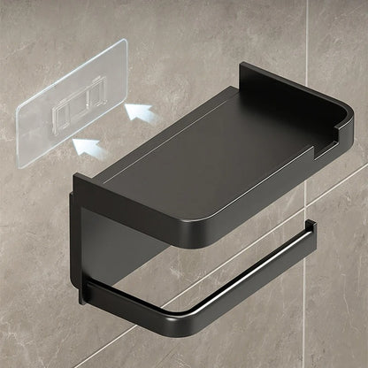Plastic Toilet Paper Holder with Phone Storage, Kitchen Towel Placement, Seasoning Rack for Bathroom Wall