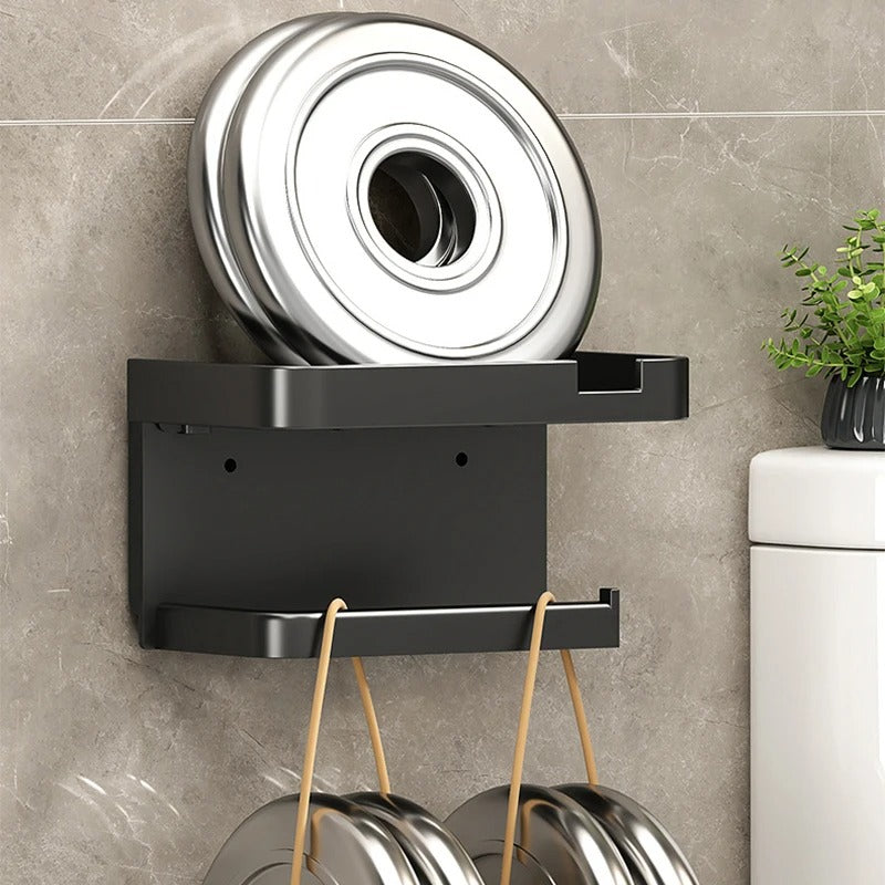 Plastic Toilet Paper Holder with Phone Storage, Kitchen Towel Placement, Seasoning Rack for Bathroom Wall