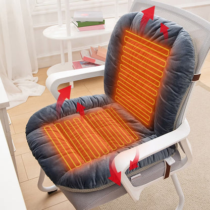 Heating Pad Office Chair, Electric Heating Cushion With Backrest, Integrated Thermostatic Mat Gears Adjustable